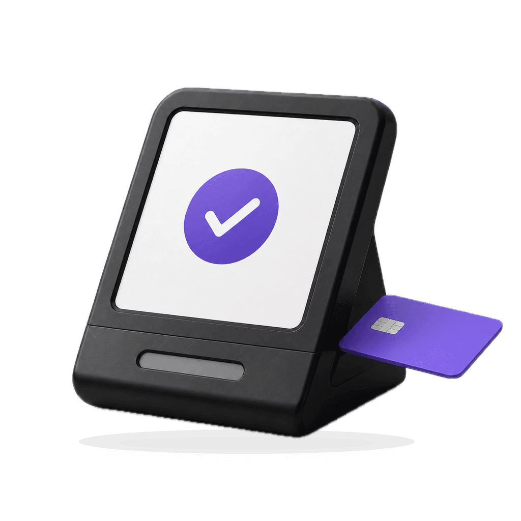 A POS terminal confirming a purchase